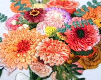 Embroidered Wedding Bouquet Preservation, Custom Bridal Flower Keepsake, Personalized Wedding Gift for Couple