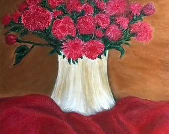 Red Carnations and Roses