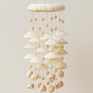 Handmade Seashell Wind Chime Coastal Boho Hanging Mobile Beach House Decor Nautical Porch Windchime Sea Shell Gift Idea