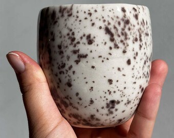 Speckled Ceramic Handmade Cup, Tumbler 9oz , Unique Artisan Drinkware Gift Set of 2