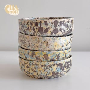 Handmade Ceramic Splash Bowl | Abstract Pottery Serving Bowl | Colorful Stoneware Cereal Bowl