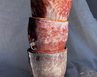 Handmade Ceramic Cup | Rustic Earthy Red & Tan Glaze | Artisan Pottery Coffee Mug