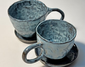 Handmade Ceramic Espresso Cup: Blue Glazed Pottery, 2.7 oz