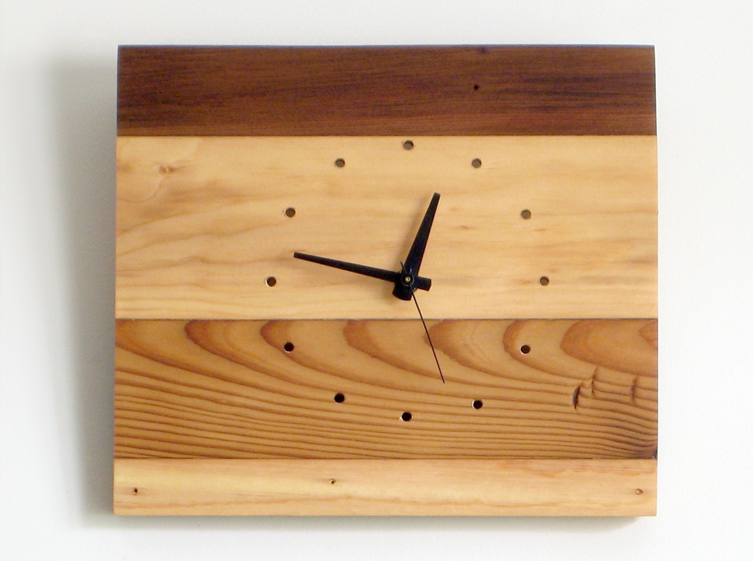 WOOD WALL CLOCK Reclaimed Fir Blackwood Stripes Limited Etsy
