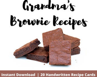 20 Brownie Recipes, Baking Treats, vintage ephemera pack, vintage recipe cards, old recipe cards, handwritten typed Digital Download