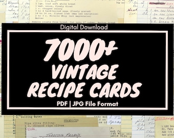 7000+ Antique Recipes, vintage ephemera pack, vintage recipe cards, old recipe cards, handwritten typed Digital Download