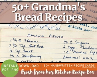 Old Time Bread Recipes, vintage ephemera pack, vintage recipe cards, old recipe cards, handwritten typed Digital Download