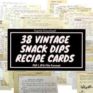 38 recetas antiguas de salsas para aperitivos, paquete de efímeras antiguas, tarjetas de recetas antiguas, tarjetas de recetas antiguas, descarga digital escrita a mano