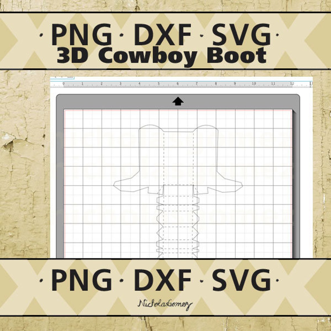 Cowboy Boot 3D Gift Box SVG DXF PNG Etsy