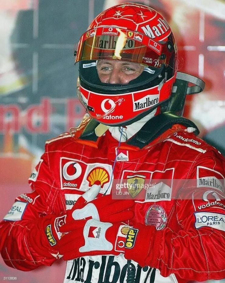 ミハエル・シューマッハ直筆サイン入りF1グローブ・ヘルメット・写真