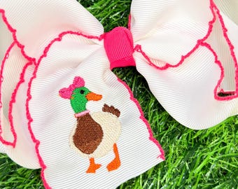 Custom Made Mallard Embroidered Hair bow | Hunter Girl hair accessory