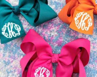 Fall Monogram Handmade Hair Bow - Custom Bow with Initials Monogram