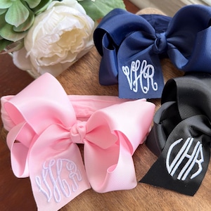 Monogram Baby Hair Bow on Headband | Infant Hair Accessory | Newborn baby shower gift