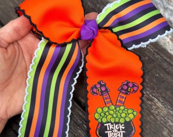 Halloween Witch Hair Bow | Handmade Trick or Treat Hair Clip Accessory for Girls