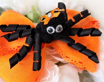 Spider Halloween Hair Bow Clip | Korker Fall Hair Accessory for Girls