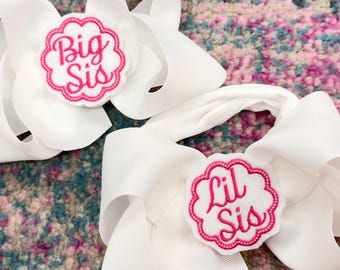 Little Sister Custom Hair Bow | Handmade Girls Accessory, Pink Ribbon Detail
