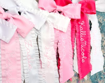 Personalized Long Hair Bow | Back to School Hair Accessory for Girls