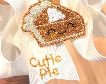 Pumpkin Pie Hair Bow | Personalized Thanksgiving Bow for Toddler Girl | Fall Boutique Bow