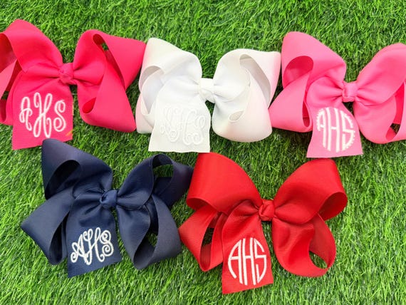 Personalized Monogram Handmade Hair Bow - Custom Bow with Initials