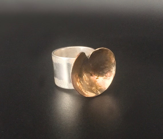 Sterling & 14K Goldfill Abstract Heart Ring