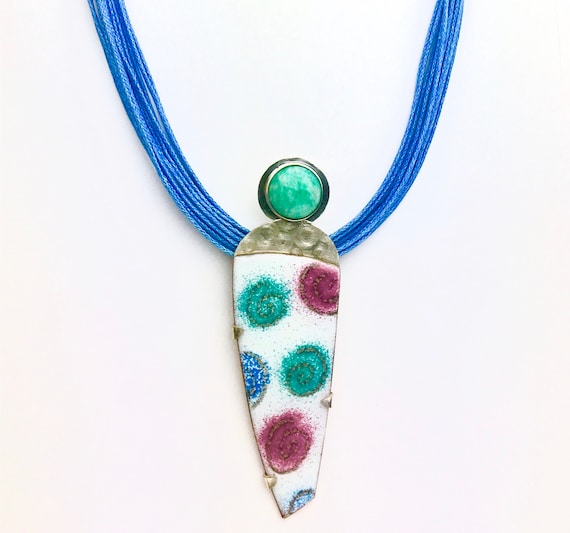 Sterling Silver EnamelArt Pendant with Amazonite