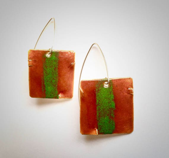 Fine Silver EnamelArt Earrings