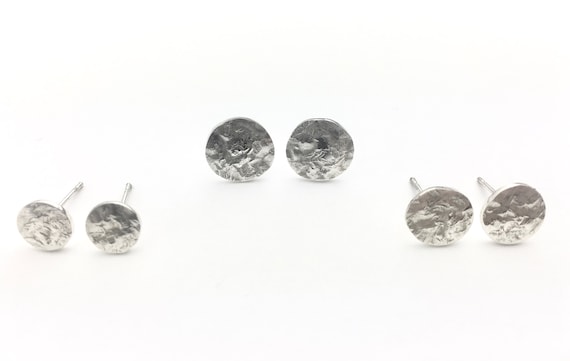 Sterling Silver “Distressed” Stud Earrings