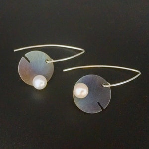 Titanium & Sterling Silber Tropfen Ohrringe mit Perle