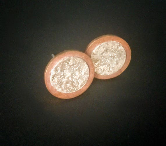 Bronze & Sterling Silver Stud Earrings