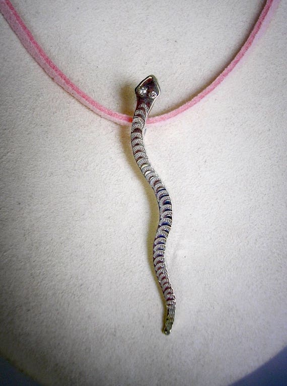 Sterling Silver & Diamond Snake Necklace