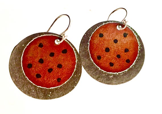 Sterling Silver EnamelArt earrings