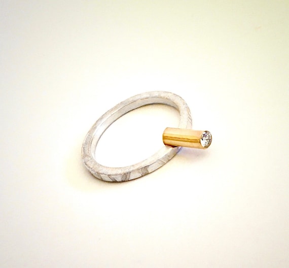 Sterling & 14K Diamond Ring