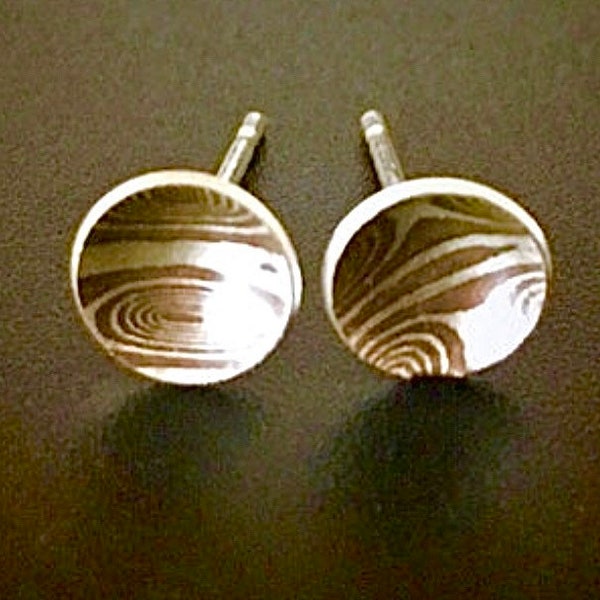Mokume Gane Sterling Silver & Copper Stud Earrings