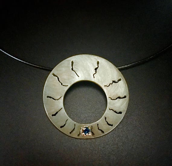 Shibuichi Necklace with Sapphire