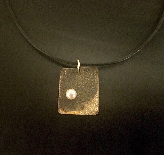 Oxidized Copper & 14K Pearl Pendant