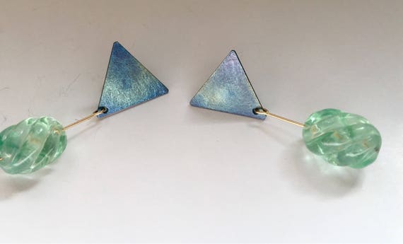 Titanium & 14K Fluorite drop earrings