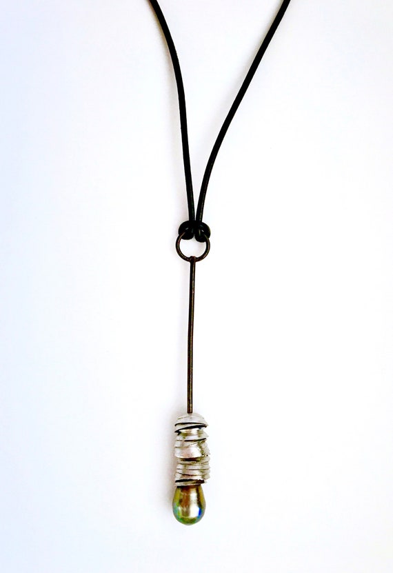 Sterling & Reclaimed Aluminum Pendant w/Baroque Tahitian Pearl