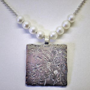 Sterling, Pearl, and Diamond Pendant