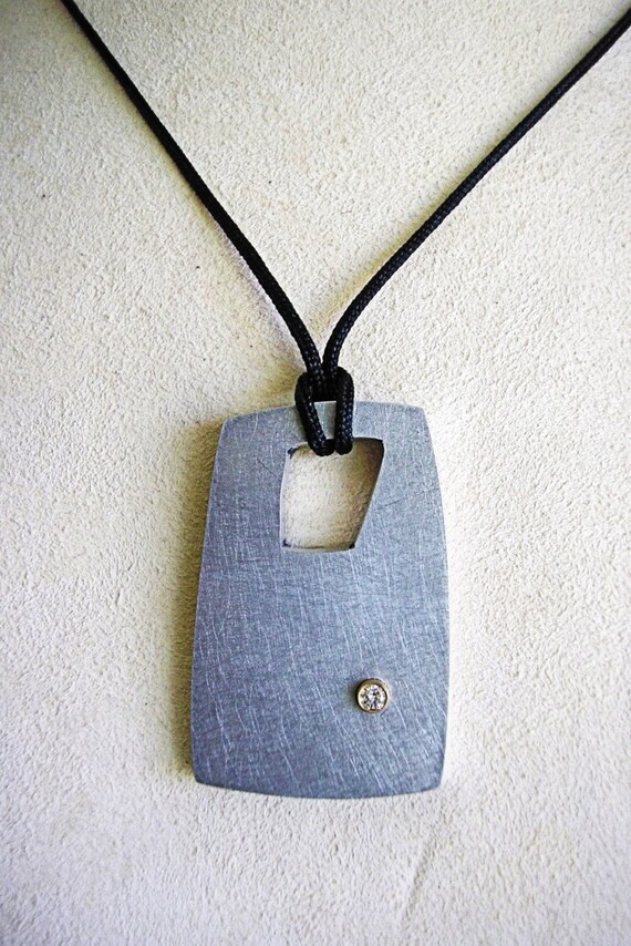 Abstract Lumina Reclaimed Aluminum Pendant w/Diamond