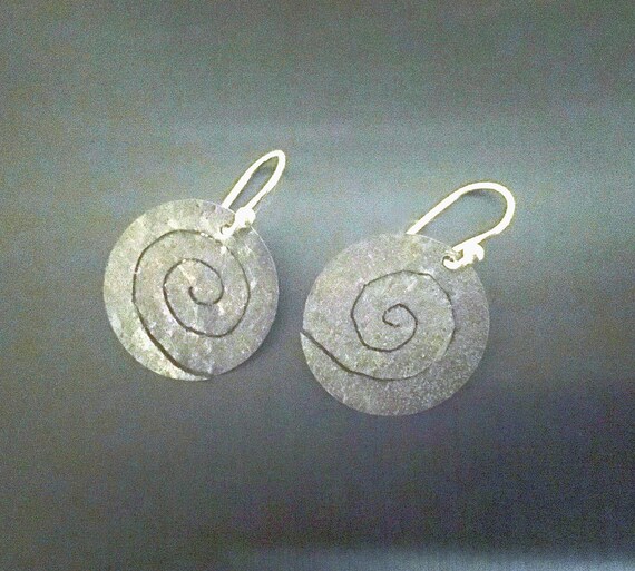 Oxidized Sterling Spiral Drop Earrings