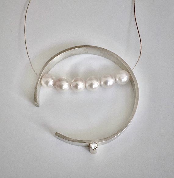 Sterling/14K Pearl & Diamond Pendant