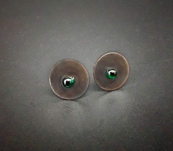 Fine Silver & Glass Stud Earring