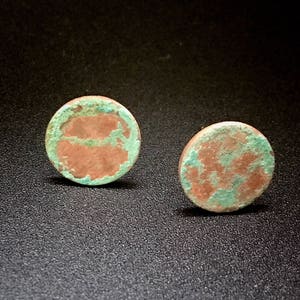 Copper Verdigris Stud Earrings