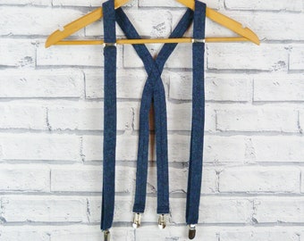 Tweed Braces/Suspenders - Navy Herringbone Yorkshire Tweed