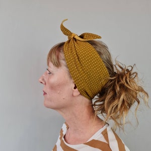 Top Knot Headband - Mustard Cotton Cheesecloth, Eco Friendly