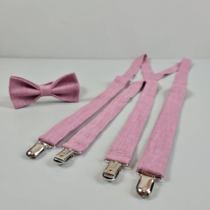 Linen Bow Tie Dusky Pink, Wedding Bow Tie, Groomsman Bow Tie, Eco Friendly image 4