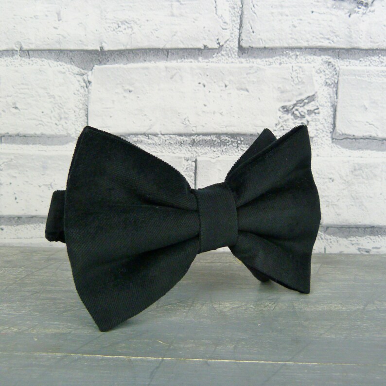 Oversized Bow Tie Black Cotton Velvet Mens Large Bow Tie Etsy
