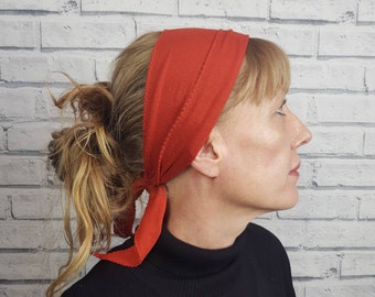 Non Slip Headscarf - Burnt Orange,  self tie headband