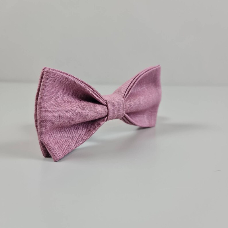 Linen Bow Tie Dusky Pink, Wedding Bow Tie, Groomsman Bow Tie, Eco Friendly image 3