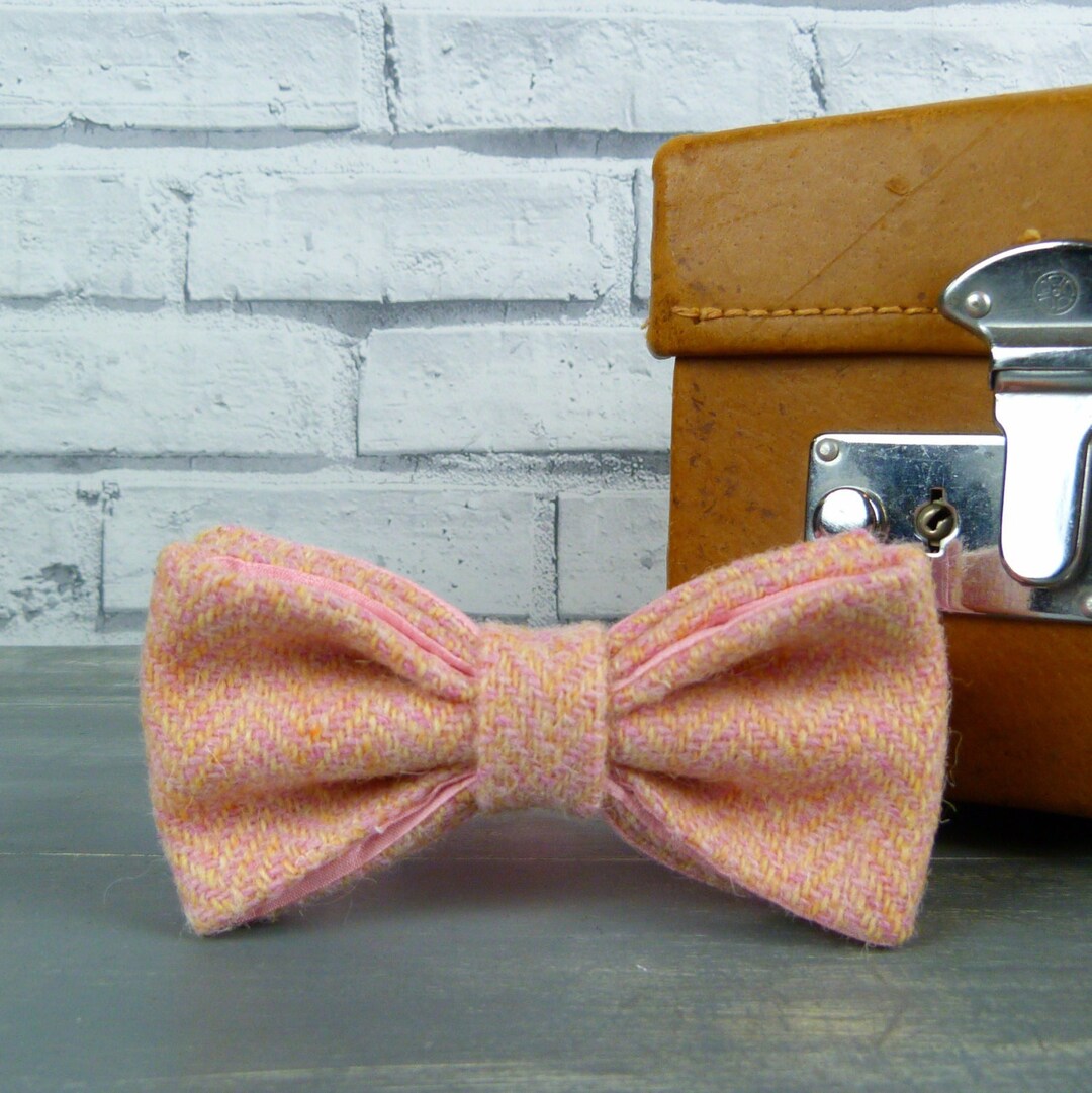 SALE Harris Tweed and Silk Bow Tie Pale Pink Etsy